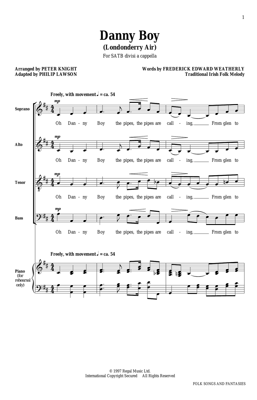 Danny Boy 4-Part scores gallery preview page 1