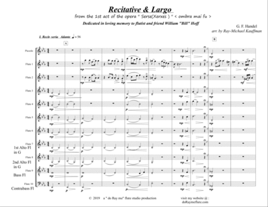 Recit and Largo by Handel from Serse (Xerxes) for flute choir /ensemble Flute Choir scores gallery preview page 6