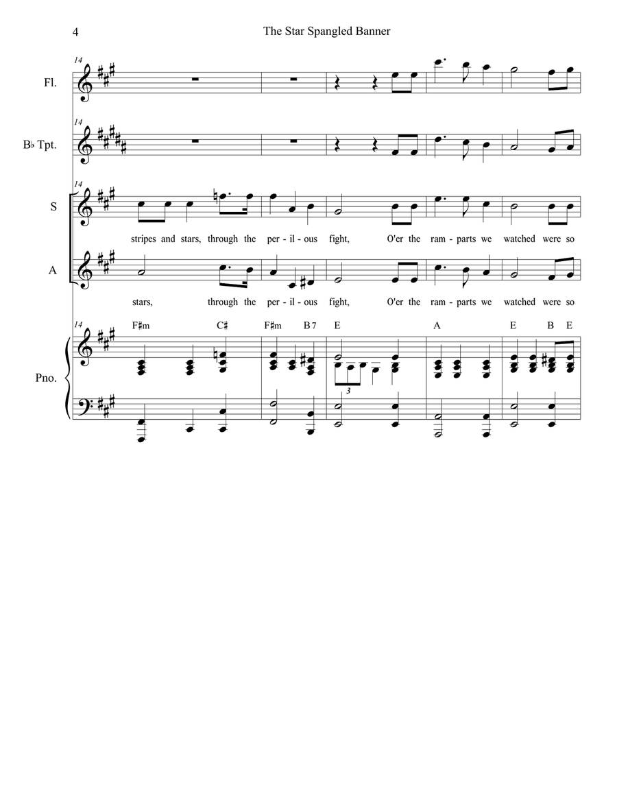 The Star Spangled Banner (for Soprano and Alto Solo) Alto Voice scores gallery preview page 5