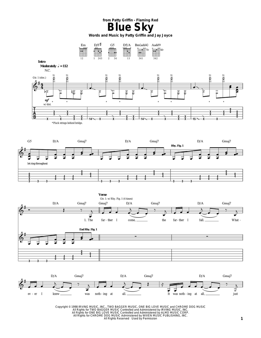 Blue Sky Acoustic Guitar scores gallery preview page 1