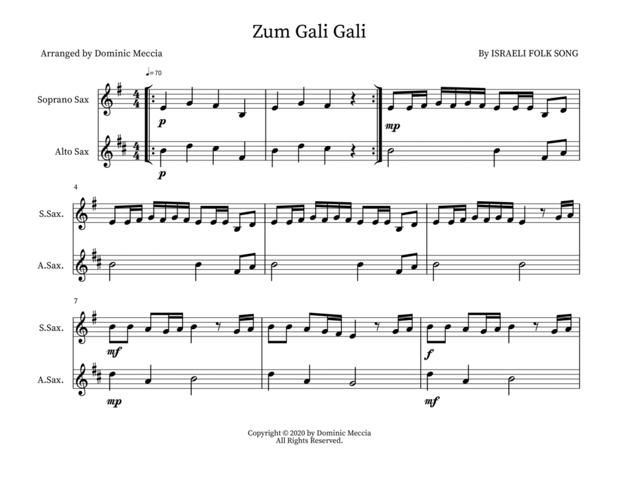 Zum Gali Gali Zum Gali Gali Woodwind Duet scores gallery preview page 1