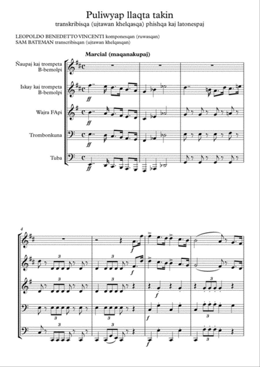 Puliwyap llaqta takin Brass Ensemble scores gallery preview page 1
