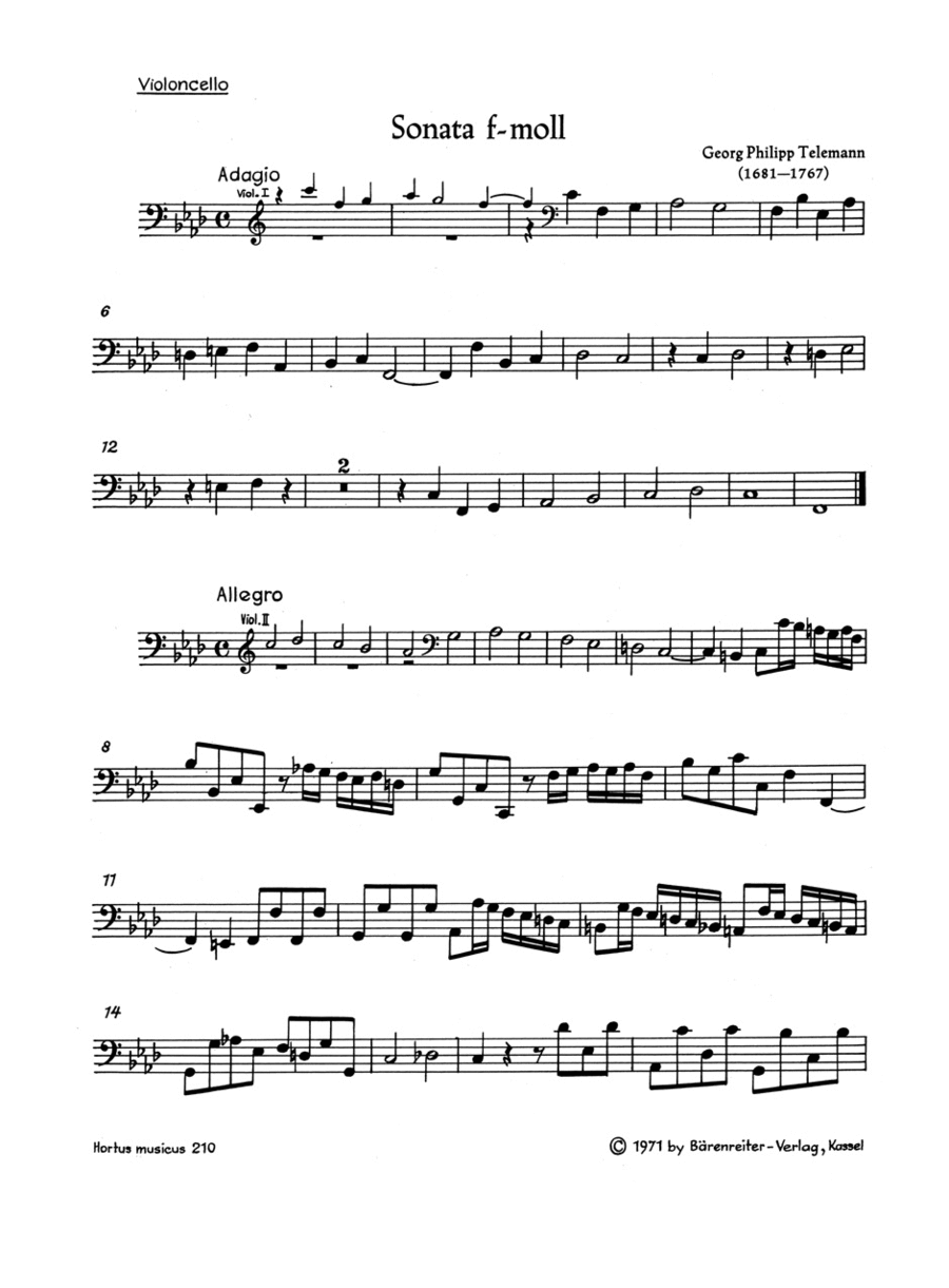 Sonate for 2 Violins, 2 Violas, Violoncello and Basso continuo f minor TWV 44 : 32 Chamber Music scores gallery preview page 1