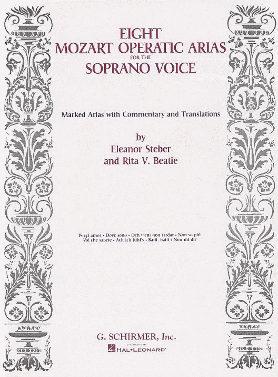 Eight Mozart Operatic Arias For The Soprano Voice