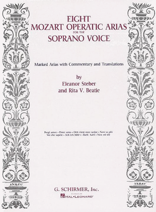 Book cover for Eight Mozart Operatic Arias For The Soprano Voice