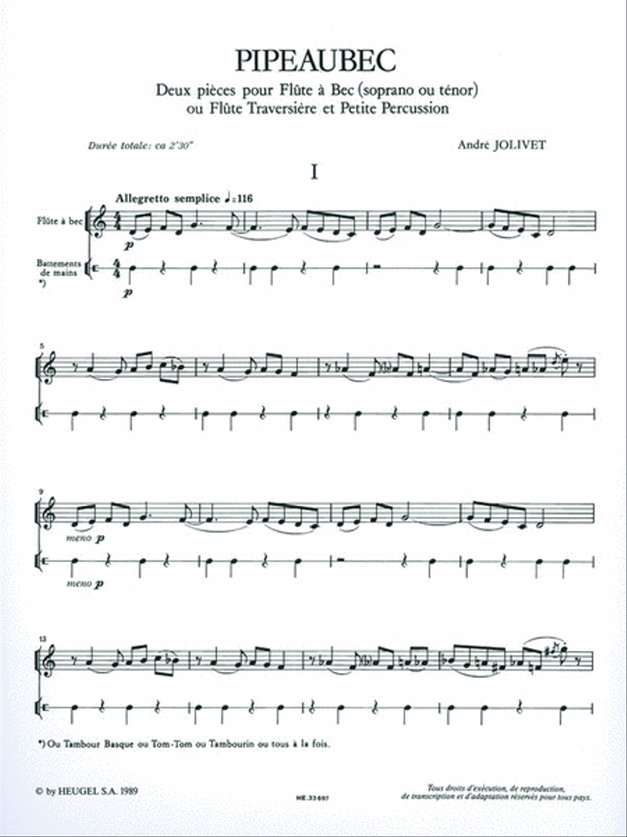 Pipeaubec (flute & Percussion) Recorder scores gallery preview page 2