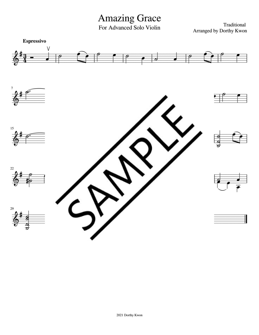 Amazing Grace Amazing Grace Violin Solo scores gallery preview page 1