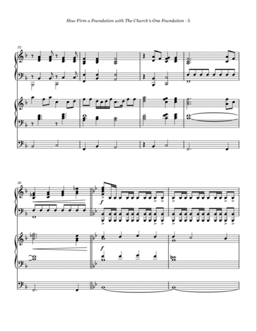 How Firm a Foundation with The Church's One Foundation (Piano and Organ Duet) Piano scores gallery preview page 6