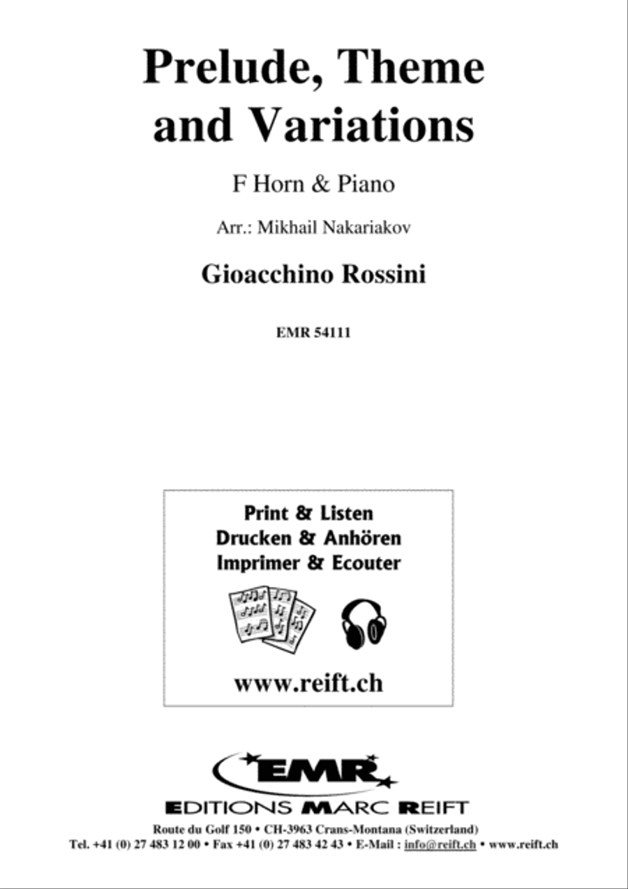 Prelude, Theme and Variations Horn scores gallery preview page 1