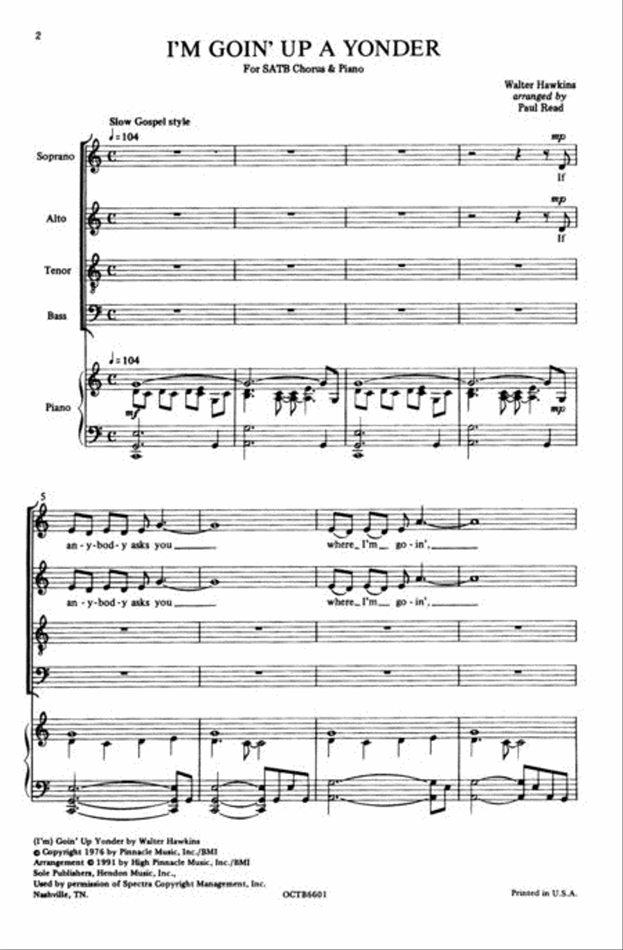 I'm Goin' Up a Yonder 4-Part scores gallery preview page 2