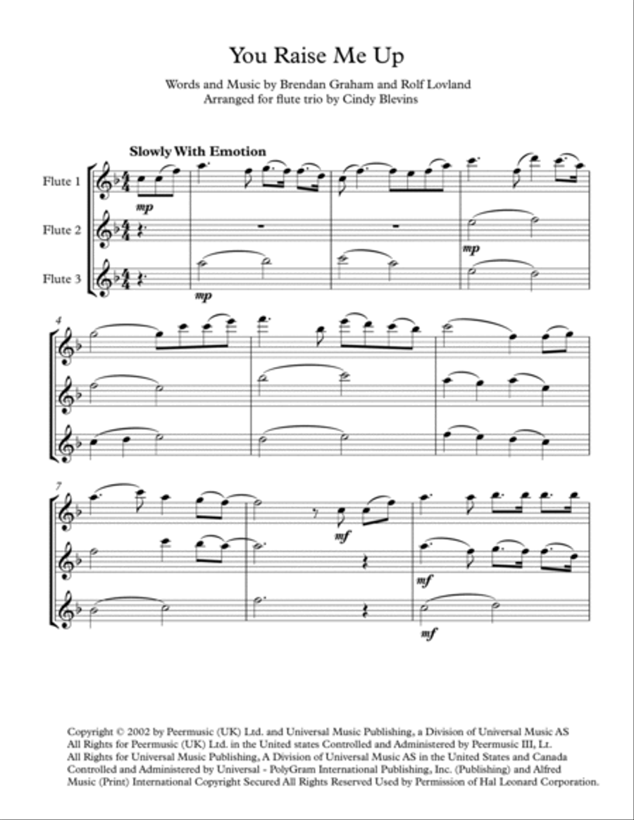 You Raise Me Up Flute Trio scores gallery preview page 2