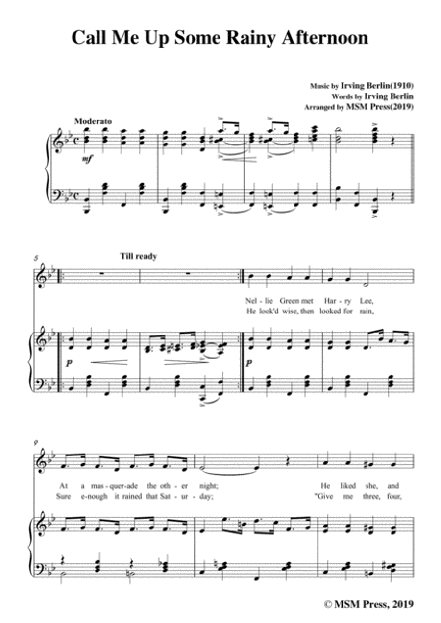Irving Berlin-Call Me Up Some Rainy Afternoon,in B flat Major,for Voice&Piano Voice scores gallery preview page 3