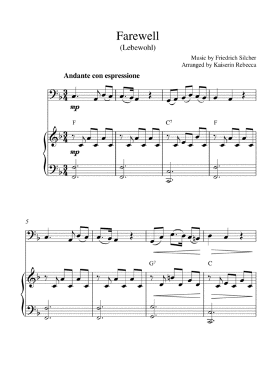 Farewell (Lebewohl) (for bassoon solo and piano accompaniment) Bassoon Solo scores gallery preview page 1