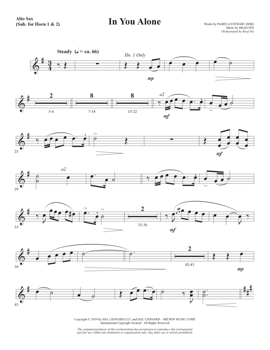 In You Alone - Alto Sax 1-2 (sub. Horn 1-2)