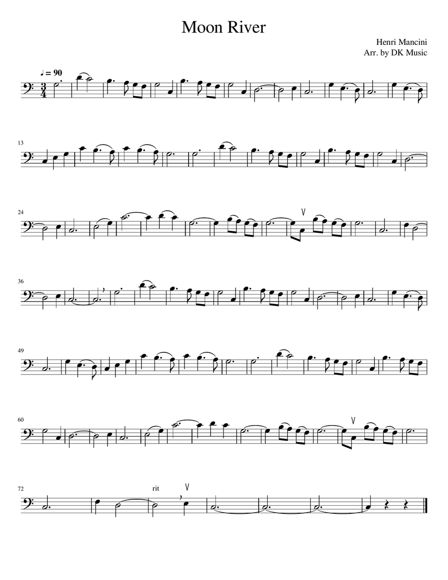 Moon River Moon River Cello Solo scores gallery preview page 1