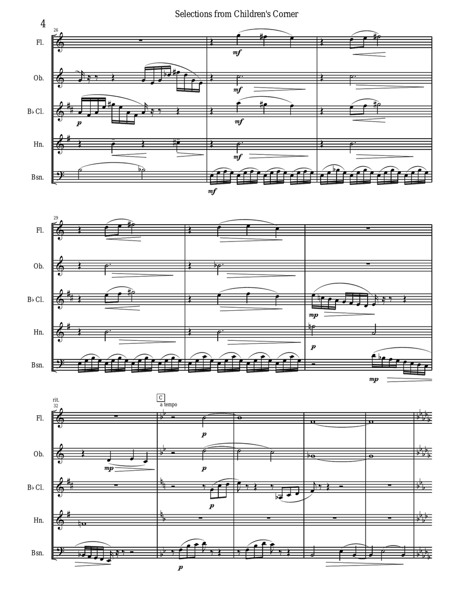 Debussy Children's Corner for Woodwind Quintet Woodwind Quintet scores gallery preview page 4