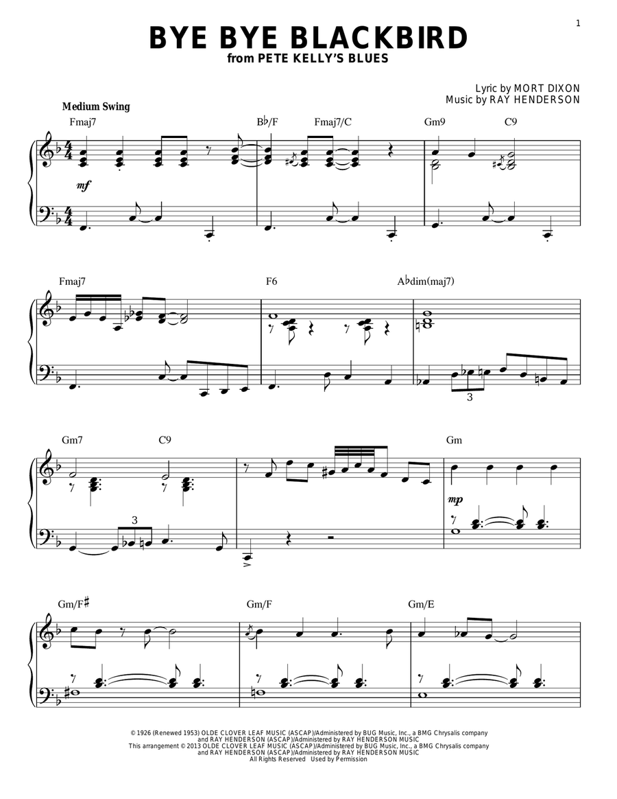 Bye Bye Blackbird [Jazz version] (arr. Brent Edstrom) Piano Solo scores gallery preview page 1