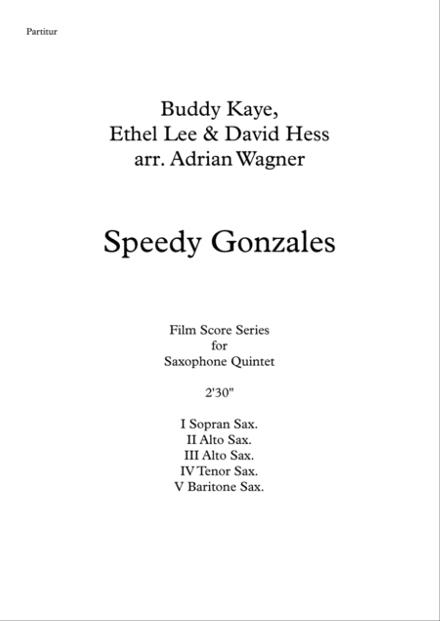 Speedy Gonzales Speedy Gonzales Saxophone Quintet scores gallery preview page 2