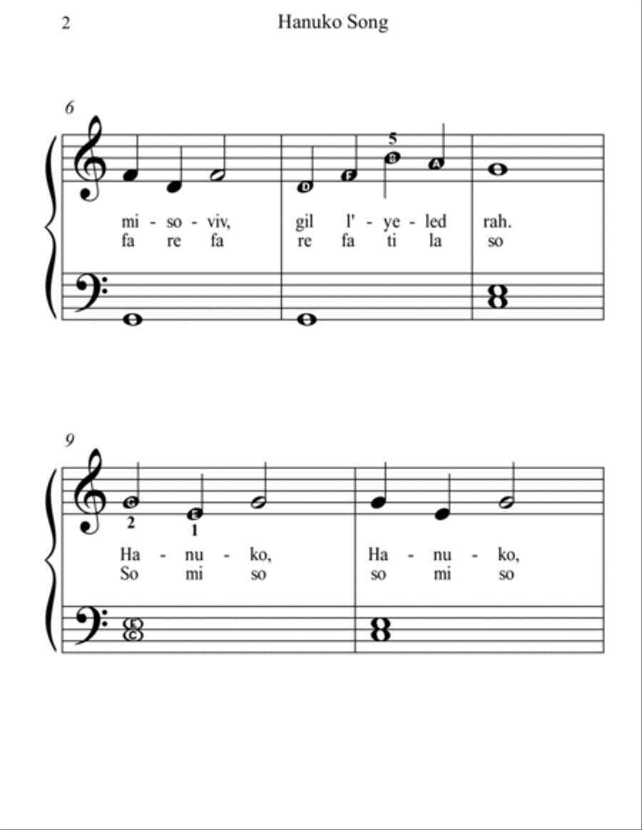 Hanuko Song (big alpha note notation) Voice scores gallery preview page 2