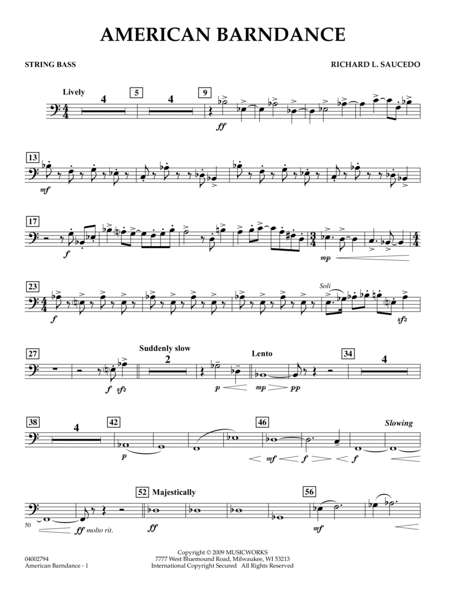 American Barndance - String Bass Concert Band scores gallery preview page 1