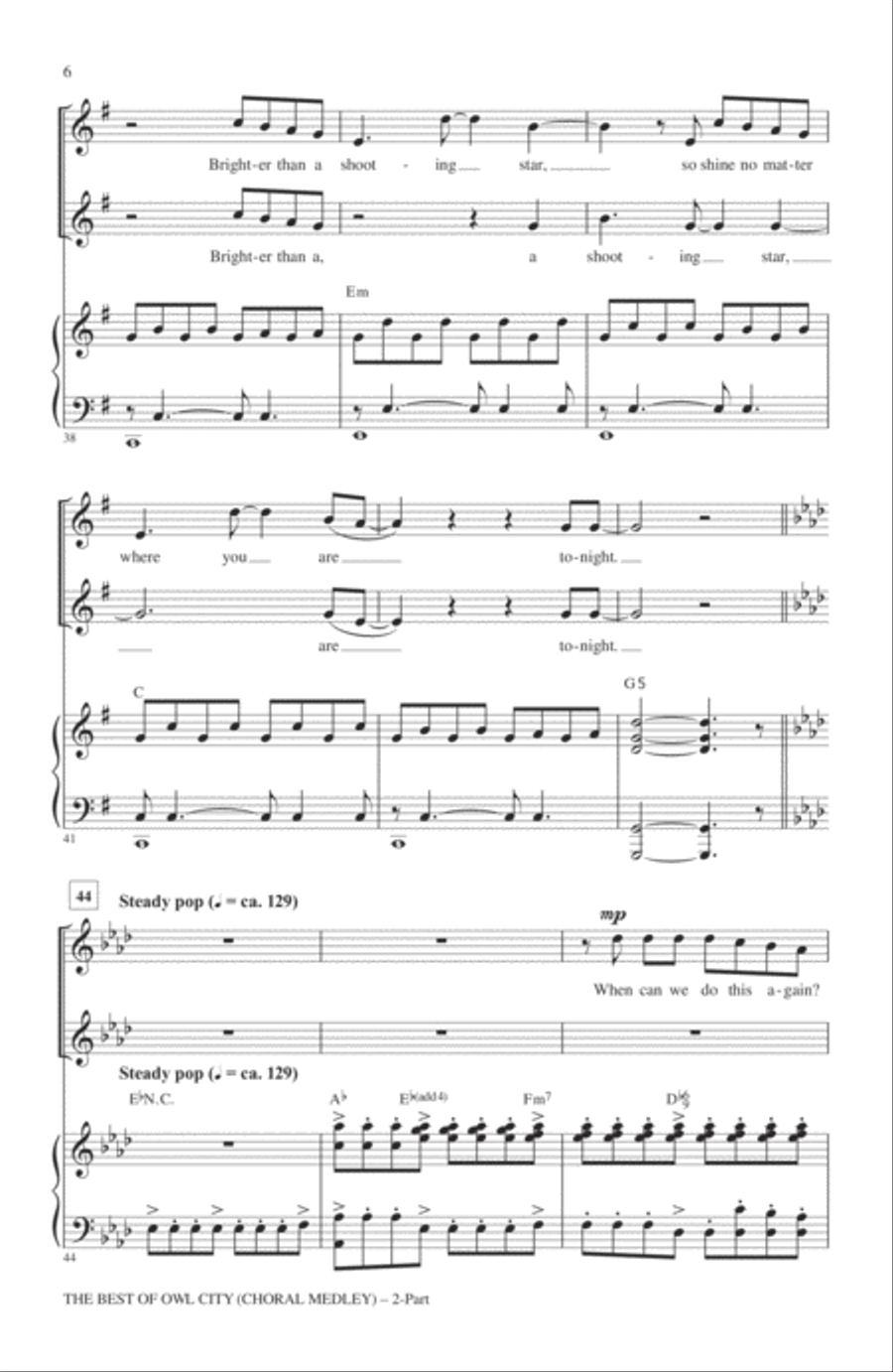 The Best of Owl City (Choral Medley) (arr. Mark Brymer) 2-Part scores gallery preview page 5