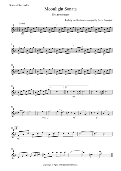 Moonlight Sonata (1st movement) for Recorder Trio image number null