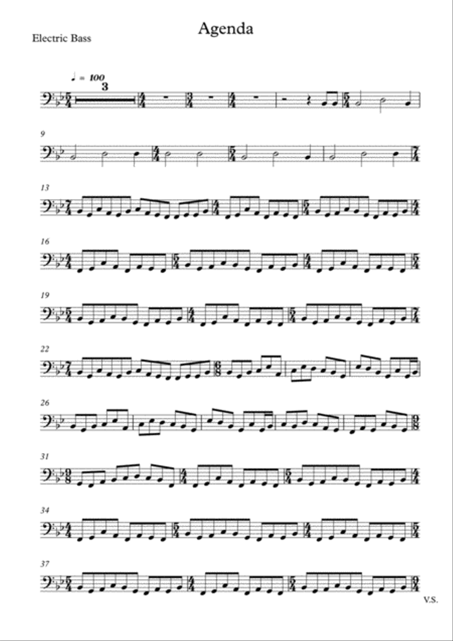Agenda (Bass part) Bass Guitar scores gallery preview page 1