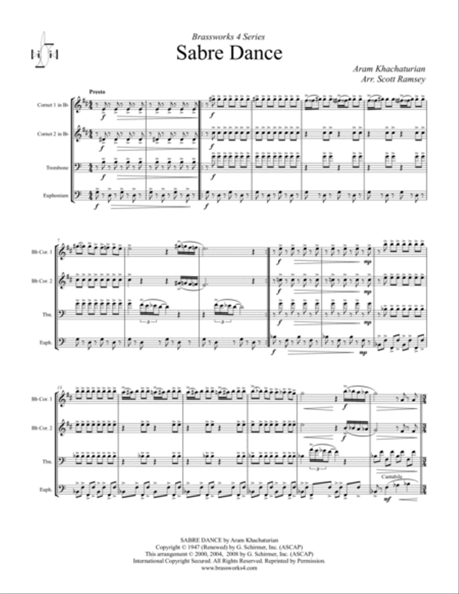 Sabre Dance Brass Quartet scores gallery preview page 2