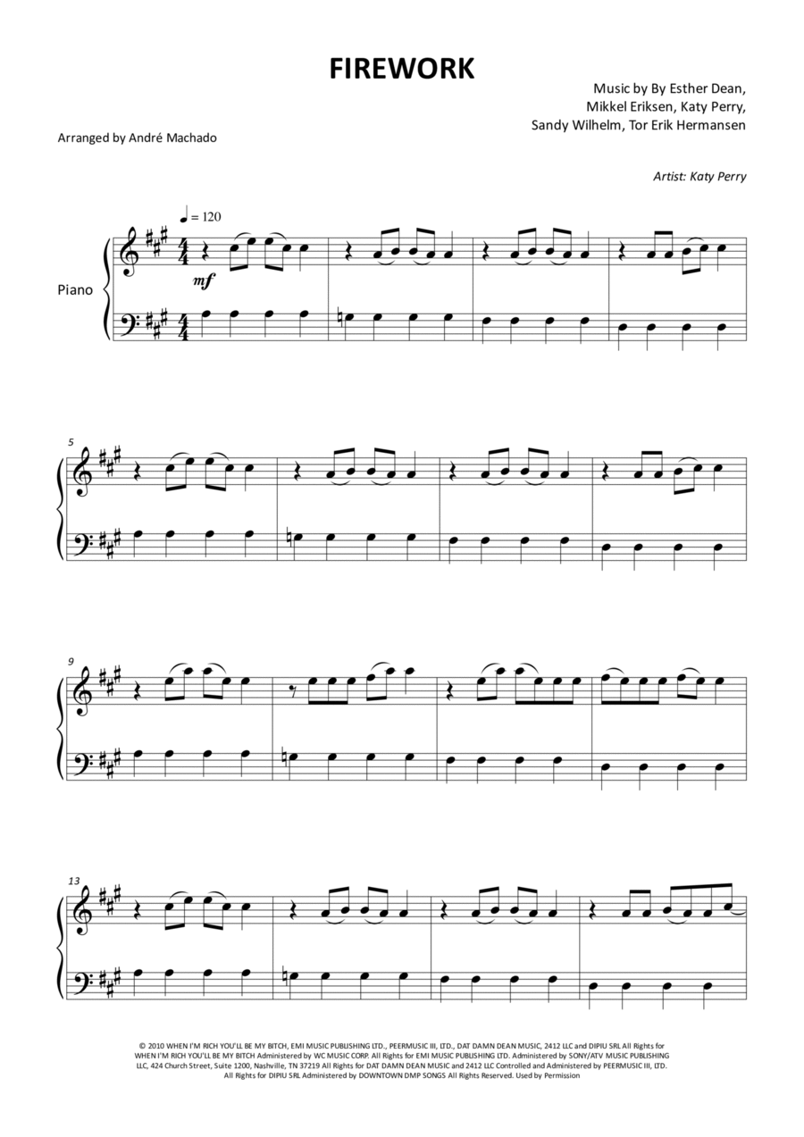 Firework Firework Easy Piano scores gallery preview page 1