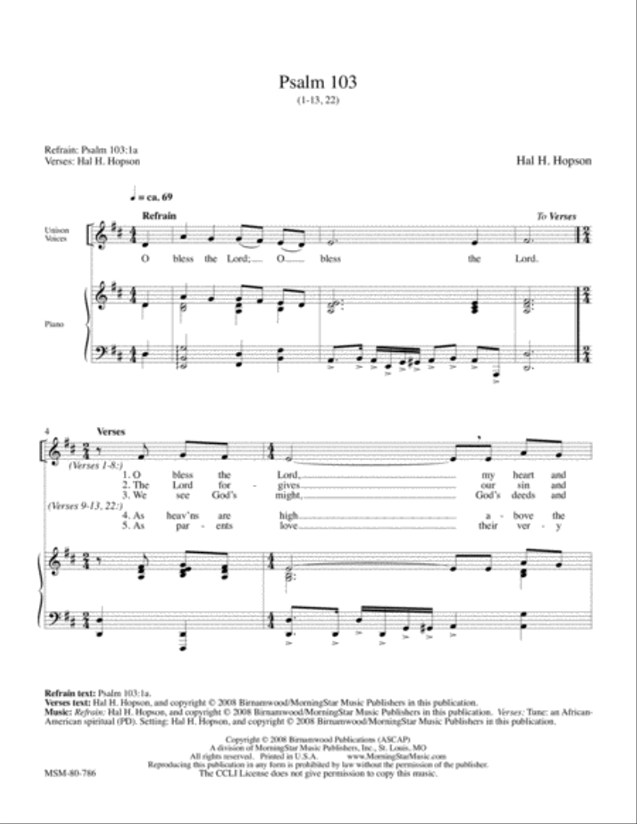 Psalm 103 Psalm 103 4-Part scores gallery preview page 1