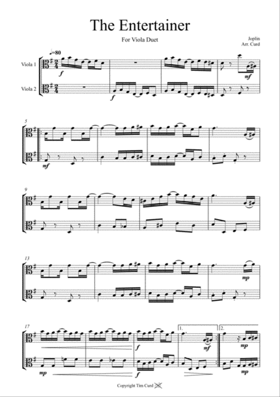 The Entertainer for Viola Duet String Duet scores gallery preview page 1