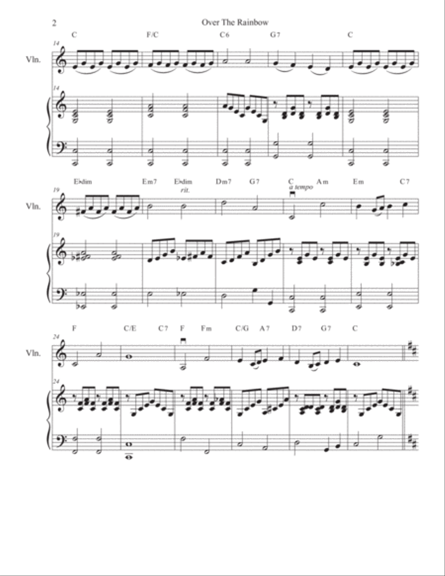 Over The Rainbow Violin scores gallery preview page 4