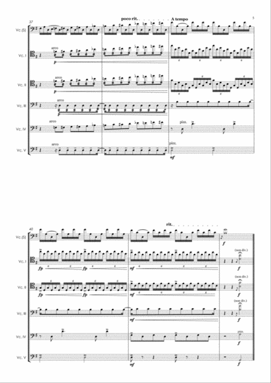 Prélude Suite Nº 1 in G Major (BWV 1007) for Cello Solo and Cello Quintet Chamber Orchestra scores gallery preview page 5