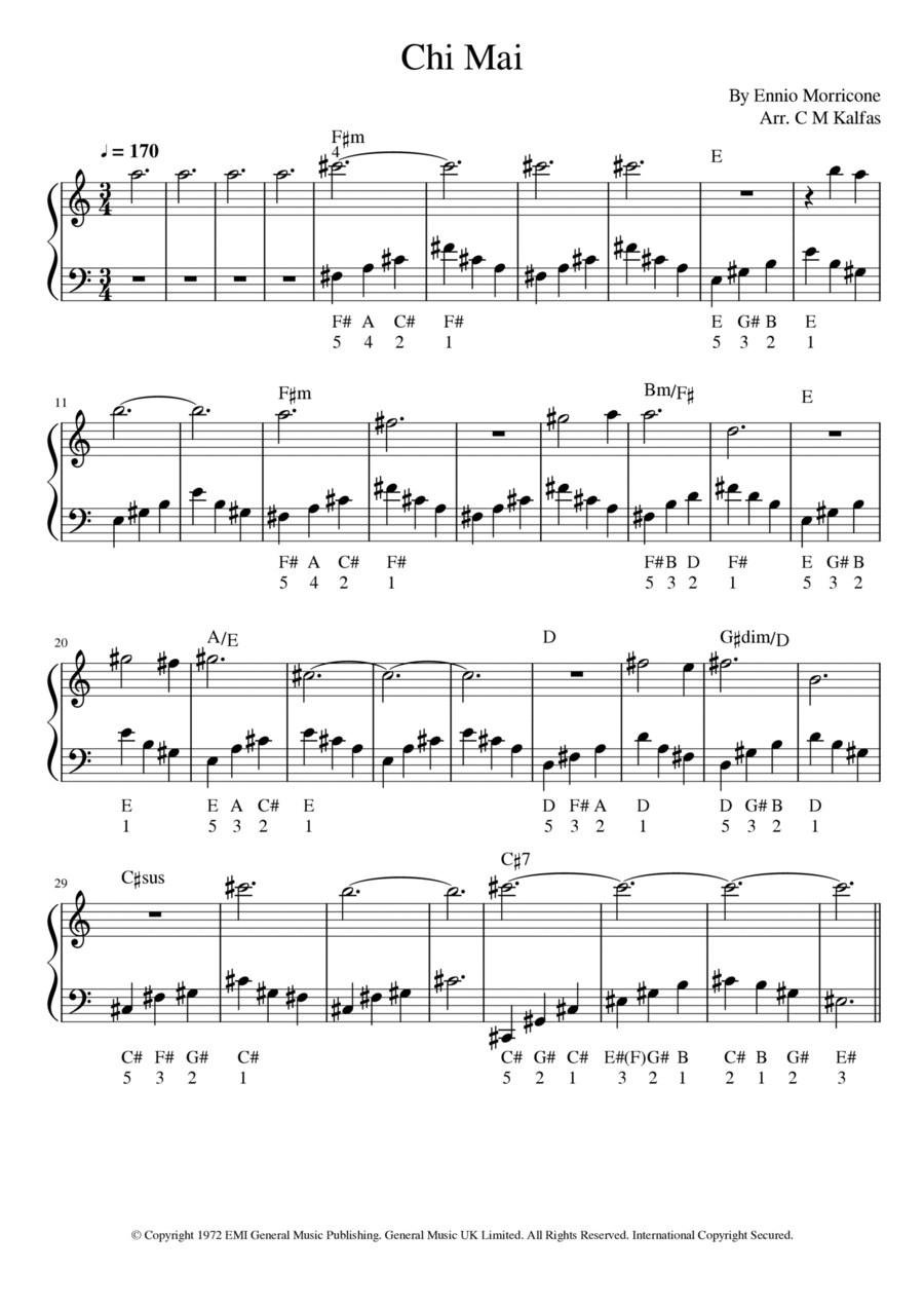 Chi Mai Piano Solo scores gallery preview page 1