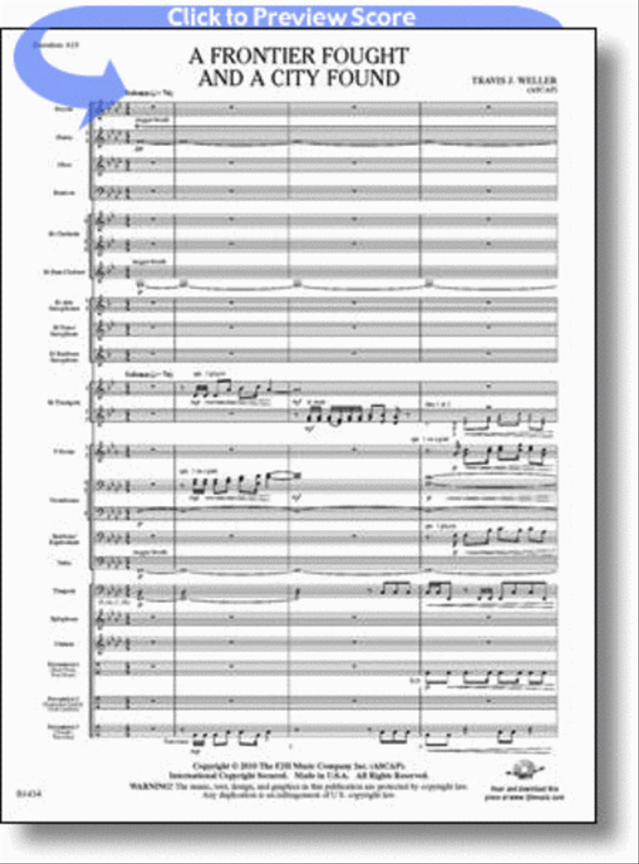 A Frontier Fought and a City Found Concert Band scores gallery preview page 1