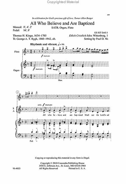 All Who Believe and Are Baptized Flute - Sheet Music