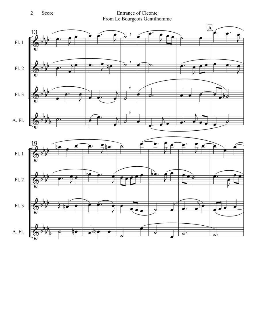 Entrance of Cleonte set for flute quartet Flute Quartet scores gallery preview page 3
