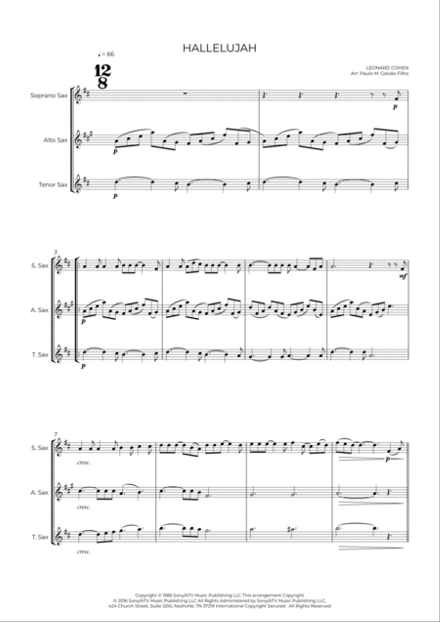 Hallelujah Woodwind Trio scores gallery preview page 2