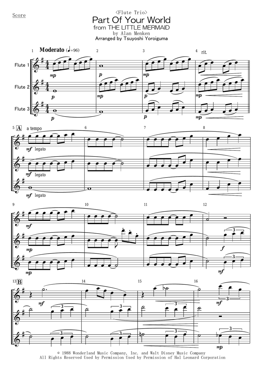 Part Of Your World Woodwind Trio scores gallery preview page 1