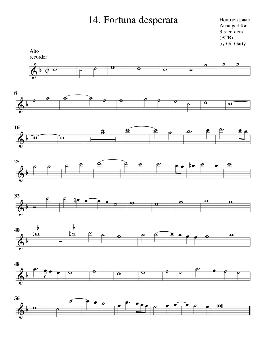 14. Fortuna desperata (arrangement for 3 recorders) Recorder scores gallery preview page 3