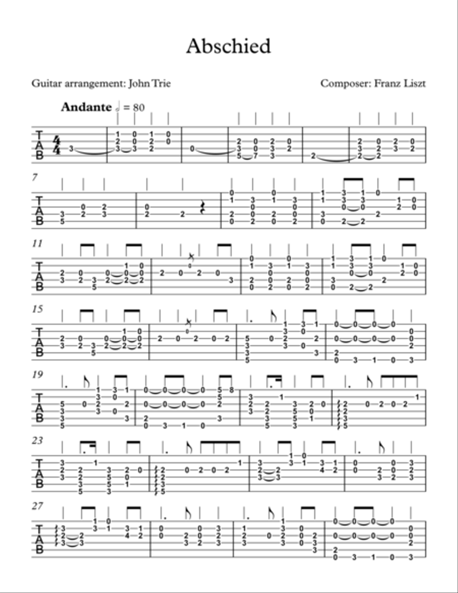 Abschied Acoustic Guitar scores gallery preview page 1