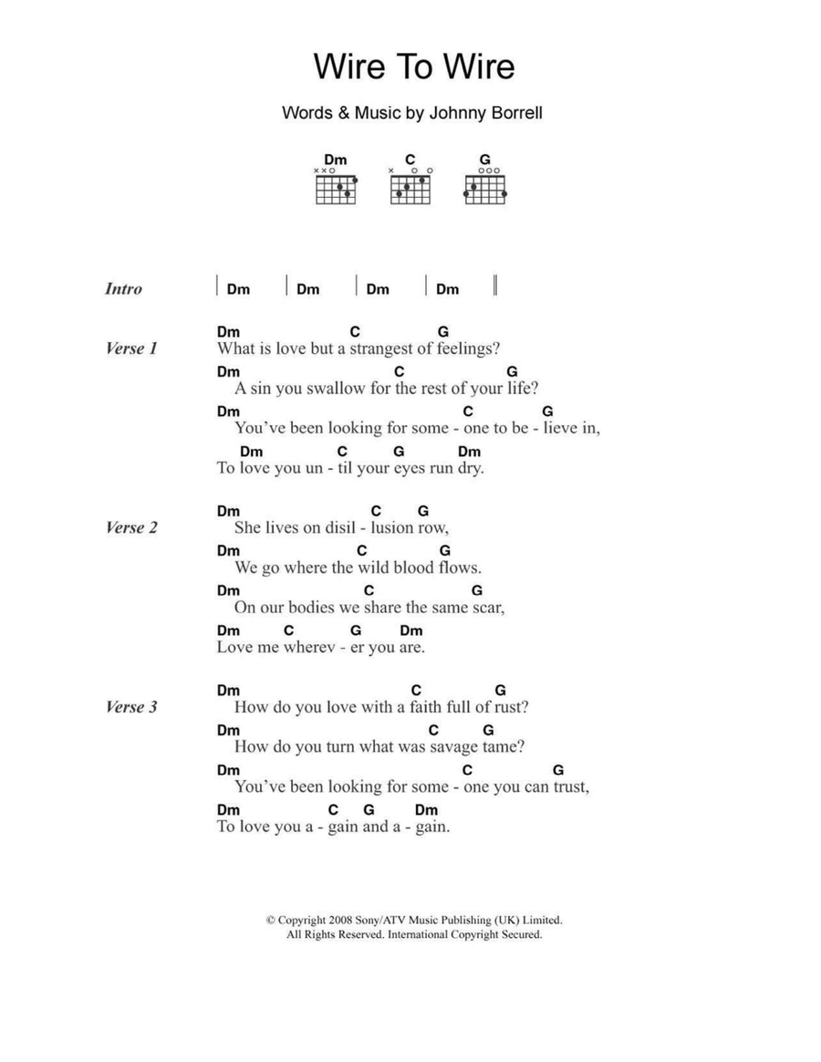 Wire To Wire Easy Guitar scores gallery preview page 1