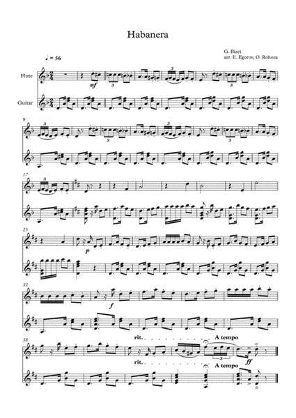 Habanera, Georges Bizet, For Flute & Guitar image number null