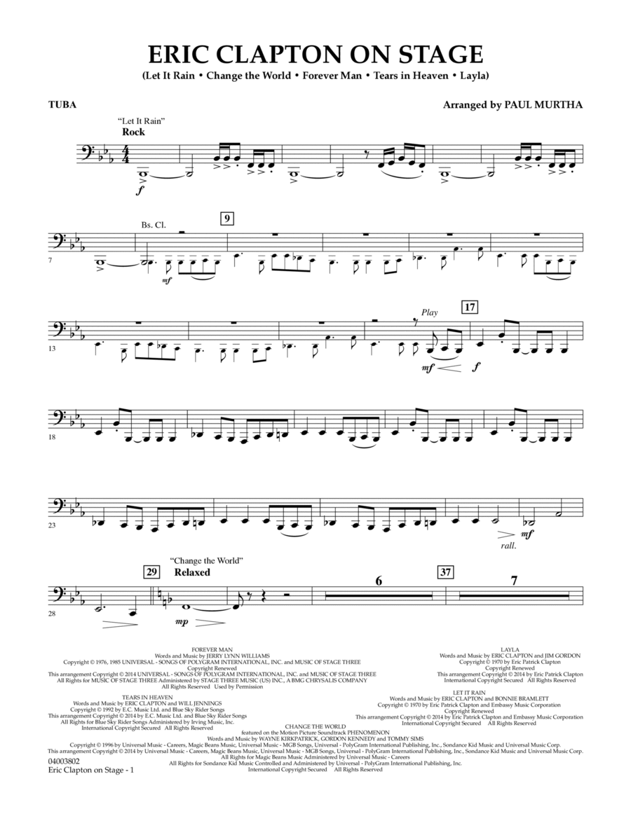 Eric Clapton on Stage - Tuba Concert Band scores gallery preview page 1