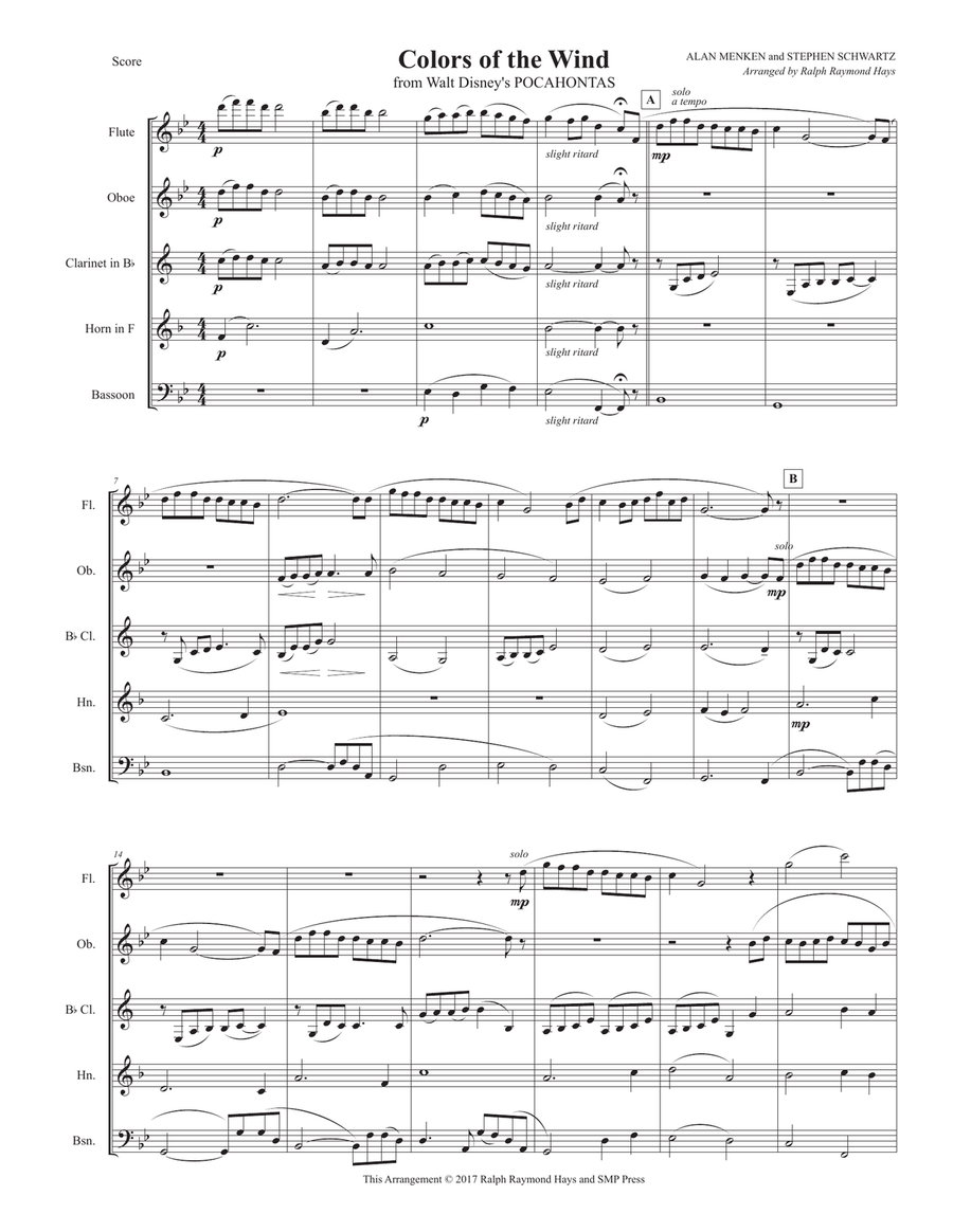 Colors Of The Wind Woodwind Quintet scores gallery preview page 2