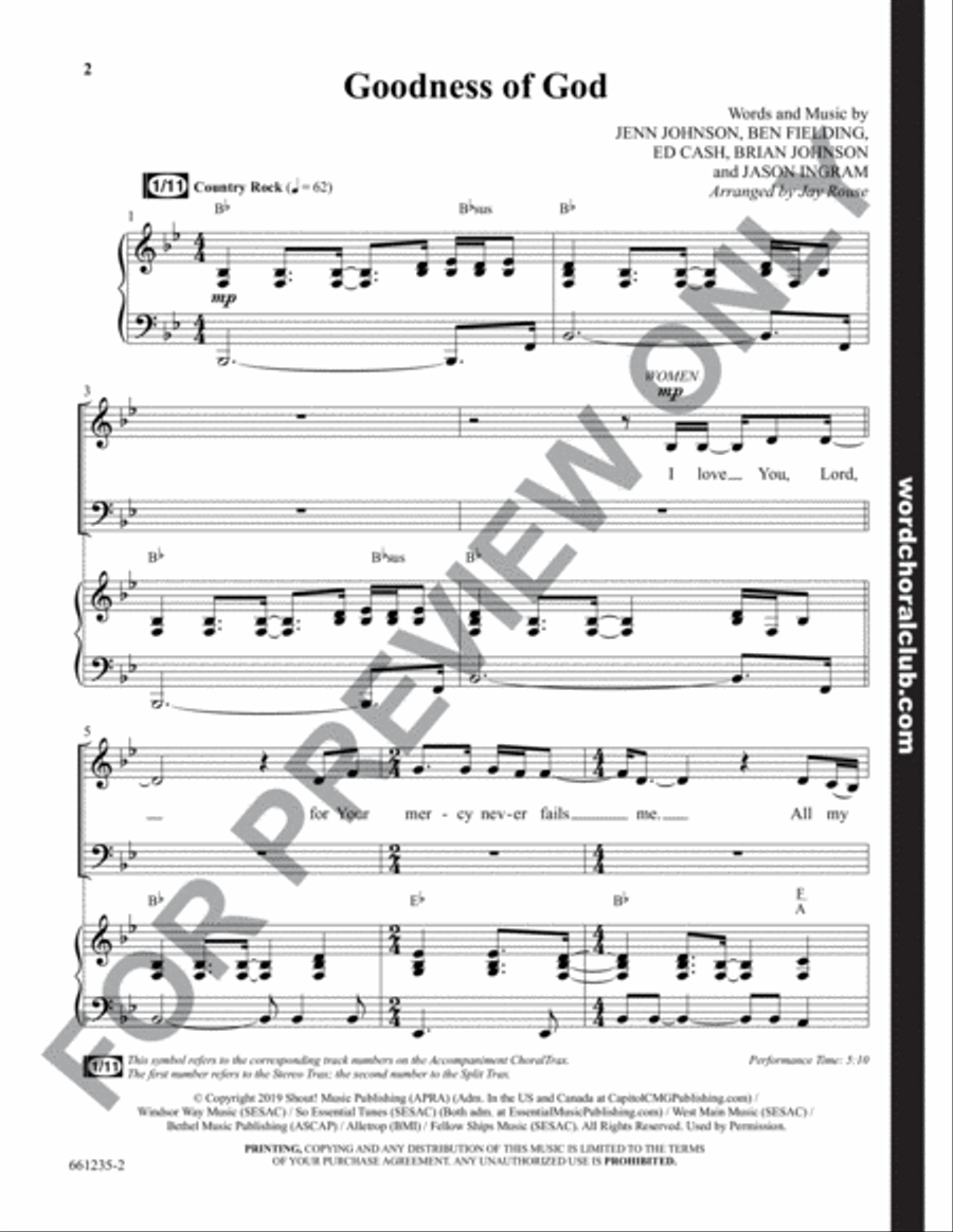 Goodness of God - Anthem 4-Part scores gallery preview page 2