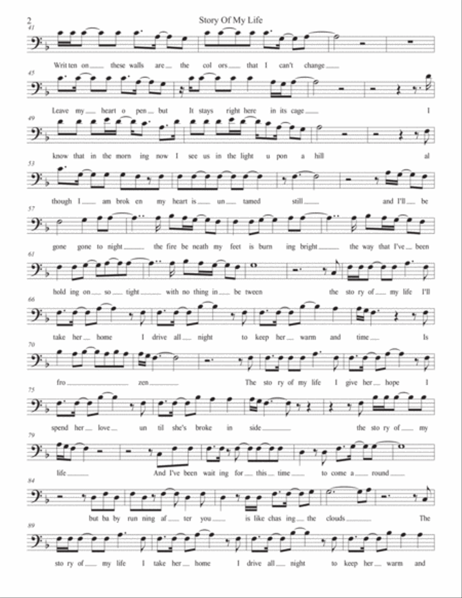 Story Of My Life Cello Solo scores gallery preview page 2