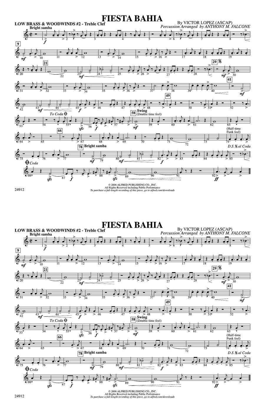 Fiesta Bahia: Low Brass & Woodwinds #2 - Treble Clef