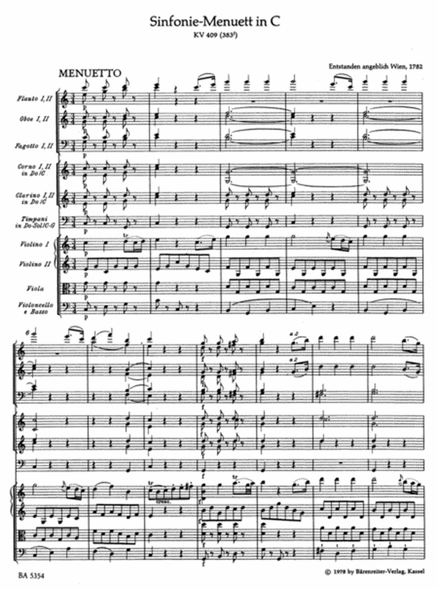 Symphony C major, KV 409