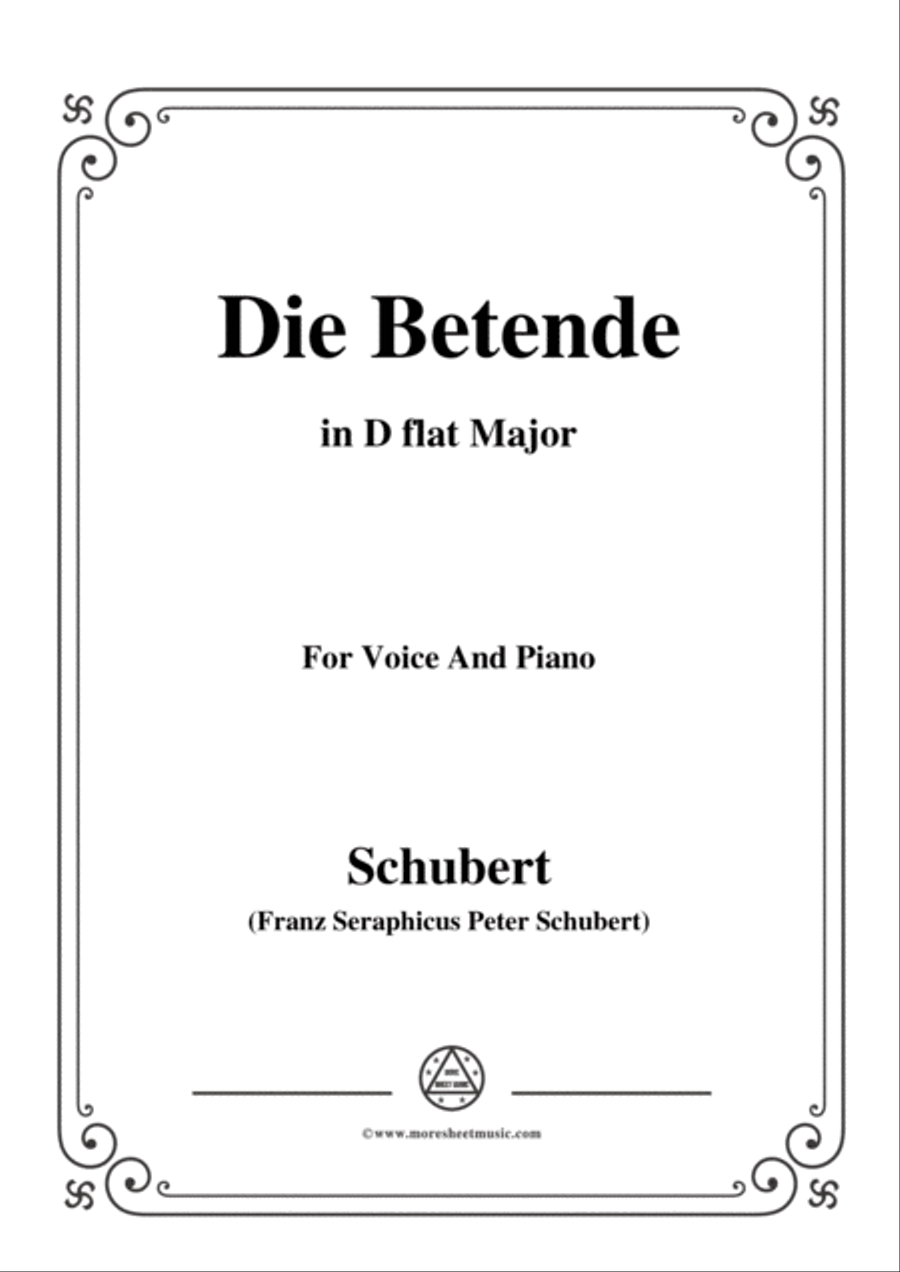 Schubert-Die Betende,in D flat Major,for Voice&Piano Voice scores gallery preview page 1